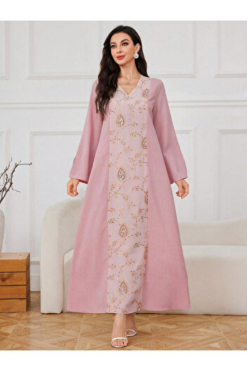 Take Two By Styli Pink Embroidered Sequin Jalabiya