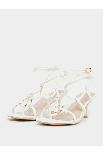 Raid By Styli Danika Knot Tie-Up Sandals with Ring Detail