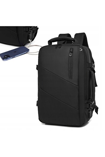 Other MEN'S CITY BACKPACK Elegant BLACK LARGE School OFFICE USB Laptop 32L