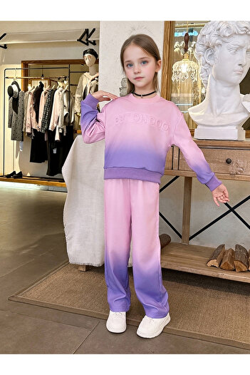 Take Two By Styli Girls Ombre Look Sweatshirt and Pants Set