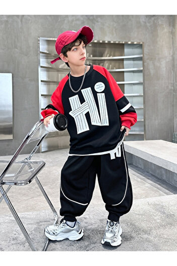 Take Two By Styli Boys Color Block Sweatshirt and Joggers Set