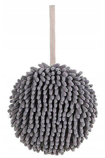 Other TOWEL KITCHEN BATHROOM CLOTH ON A STRING GREY BALL HOOK