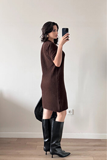 Eka Women's Brown Midi Knit Dress 2515