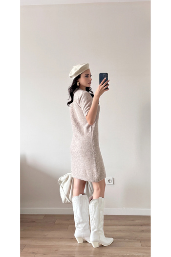 Eka Women's Beige Midi Knit Dress 2515