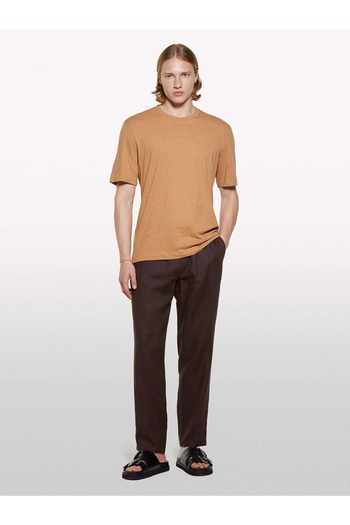 Sisley Men's 100% Linen Drawstring Slim Fit Pants with Elastic Waist 325P4Aghsf043-Sis3L1