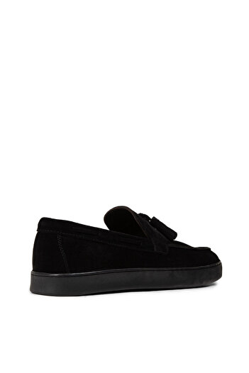 Deery Men's Genuine Suede Black Tassel Detailed Loafer
