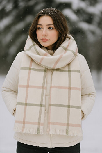 MEKİK BUTİK Plaid Checkered Soft Texture Premium Quality Scarf Shawl