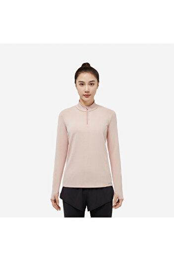 Decathlon Kalenji Women's Long Sleeve Running T-Shirt - Pink Quartz - Kiprun Run 100 Warm