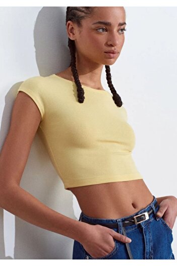 Dilvin 30528 Di̇l Cotton and Modal Blend Crop Top