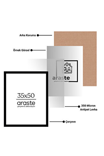 Araste Dekorasyon 35X50 Frame - Blank Frame - Photo Frame - Black Frame - Poster Frame - Painting Frame