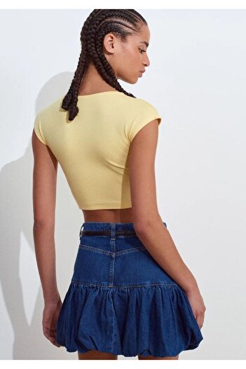 Dilvin 30528 Di̇l Cotton and Modal Blend Crop Top