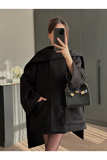 My Blog Black Shawl Detailed Coat - 7600