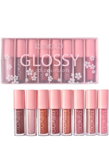 GLOSS Set of 8 Lip Gloss, rose, nude, glossy, rectangular box, 181.5 g, multicolor