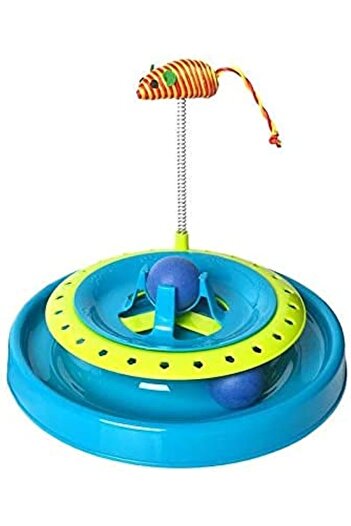 Jiffy Cat Toy Interactive Play 2 in 1 Mouse Teaser Ball Track Chase Wand Motion Toys for Cats Kitt
