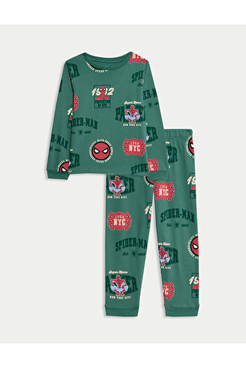 Marks & Spencer Saf Pamuklu Spider-Man Pijama Takımı (1–8 Yaş)