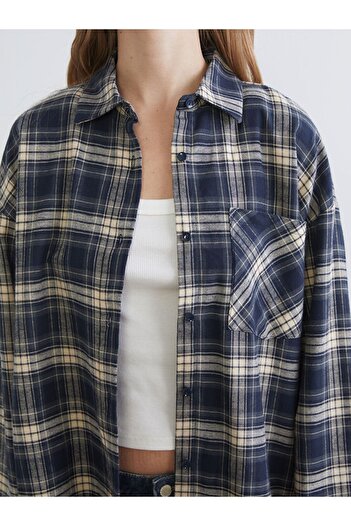 LC Waikiki XSIDE Ekose Oversize Kadın Oduncu Gömlek