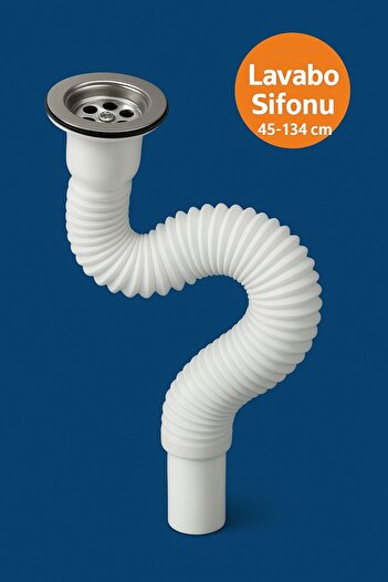 Brs Sifon körüklü (45-134 CM) lavabo sifonu Evye hortumu pis su gideri