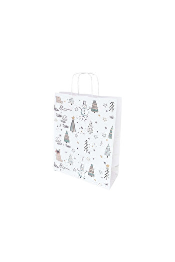 Papette Set of 10 Kraft Paper Bags with Pattern 15 Christmas 24 x 31(H) x 10cm