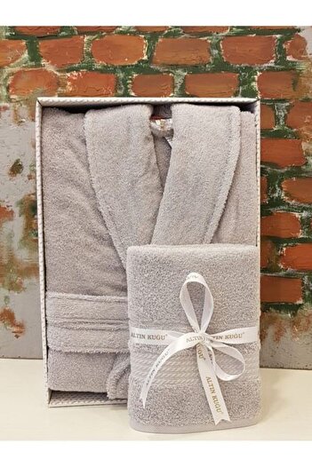 Özdilek Trendy şalyaka bathrobe + head towel - grey