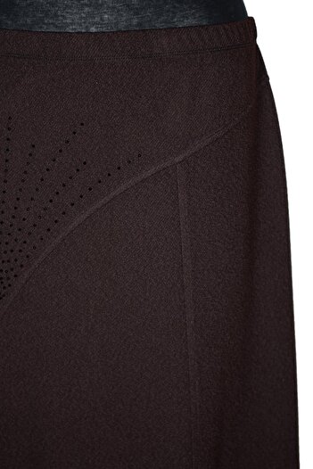 HESNA Women's Nida Winter Plus Size Unlined Latex Brown Skirt