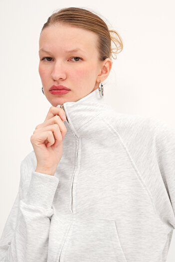 Addax High Neck Zippered Cardigan H12136