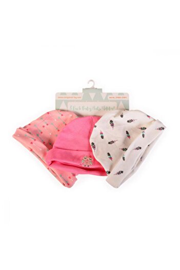 Cangaroo Set of 3 Tibby Pink baby hats made of cotton, soft material, suitable for 0-3 months