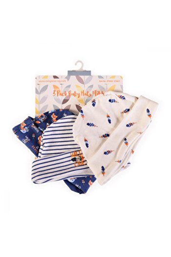 Cangaroo Set of 3 Tibby Blue baby hats made of cotton, soft material, suitable for 0-3 months