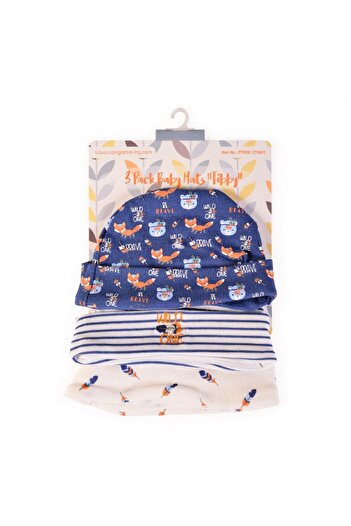 Cangaroo Set of 3 Tibby Blue baby hats made of cotton, soft material, suitable for 0-3 months