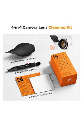K&F CONCEPT 4-in-1 Camera Cleaning Kit (Lens Brush, Rocket Air Blower, Microfiber Cloth)