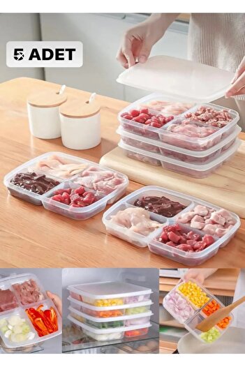 Buclee 4 Compartment Breakfast Storage Container with Lid Icebox Organizer Storage Box and Kitchen Organizer