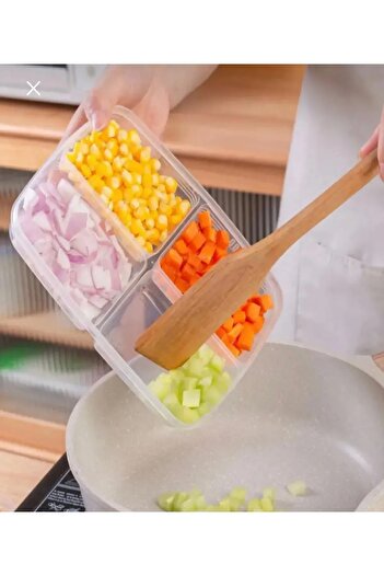 Buclee 4 Compartment Breakfast Storage Container with Lid Icebox Organizer Storage Box and Kitchen Organizer