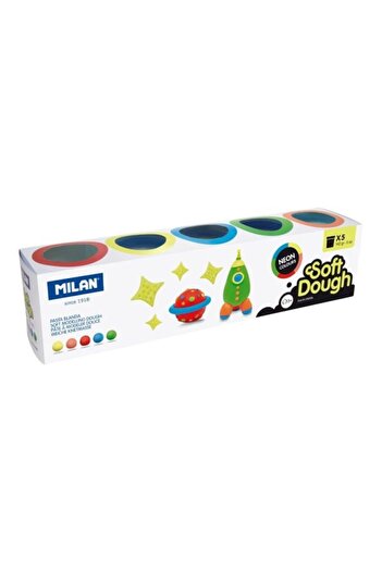 Milan Light Modeling Clay, 5 Neon Colors, Weight 720 g, 5 Tubes