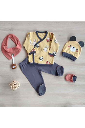 Necix's Set of 5 newborn cotton bunnies and teddy bears