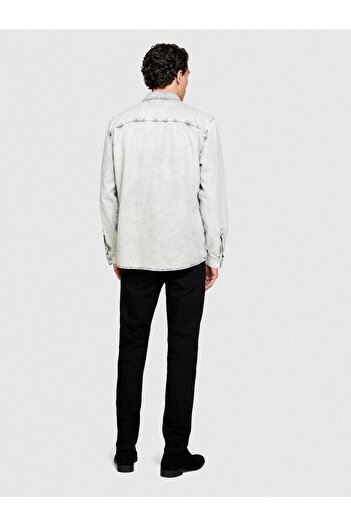 Sisley Ανδρικό πουκάμισο τζιν 100% Koton Vintage Look 323A5TKYSQ039-SIS800