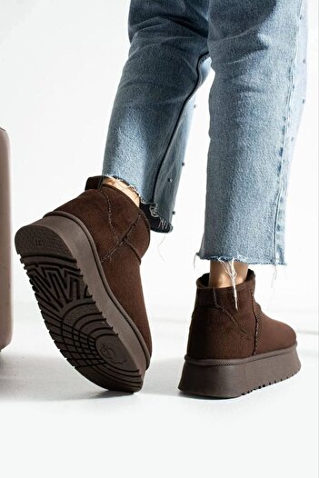SHOW LİFE New Season Women's Casual Boots Shoes Super Mini Very Comfortable Thick Sole Sheepskin Suede