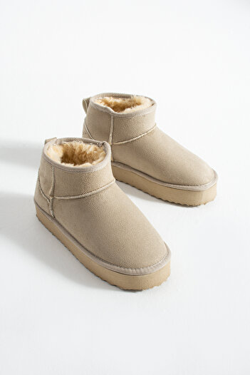 SHOW LİFE New Season Women's Casual Boots Shoes Super Mini Very Comfortable Thick Sole Sheepskin Suede