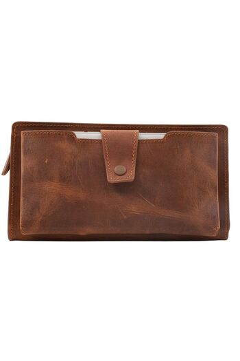Meskanto Vera Genuine Leather Women's Wallet with Zippered Phone Compartment