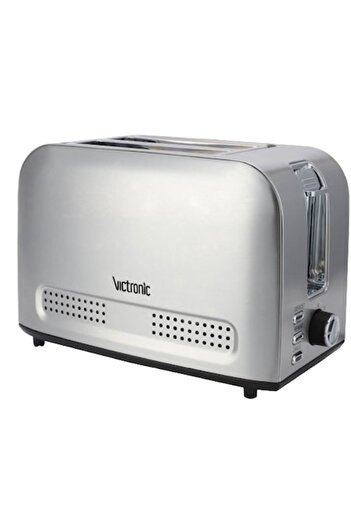 VICTRONIC Prăjitor de pâine din oțel inoxidabil, 2 felii, rumenire reglabilă, 750 W, VC1118