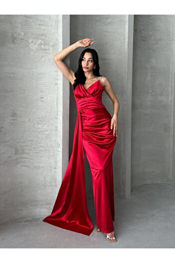 ADAMODA.RO Elegant long dress with rhinestone straps