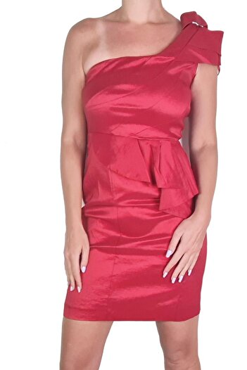 OEM Red Fantasy One-Shoulder Midi Dress, Size 34