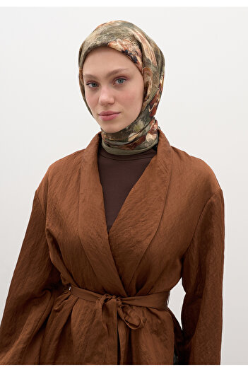 Fresh Madeleine Desen Cotton Viscose Scarf Khaki