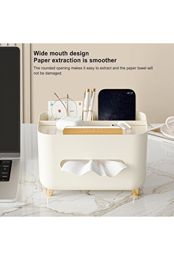 Flippy Napkin Holder, Multifunctional Box, ABS, Office, 21x15x13 cm, Cream