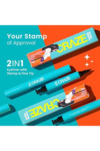SWISS BEAUTY Craze Semi Matte Gel Eyeliner & Stamp Duo, 2.8Ml, Black