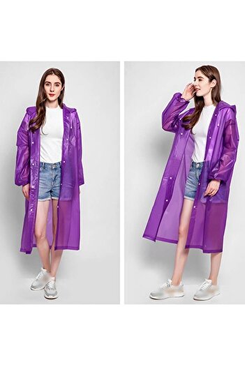 Optim Solution Adult Rain Poncho, EVA, Waterproof, Wind-Resistant, Hooded, Side Snaps, Unisex, Purple