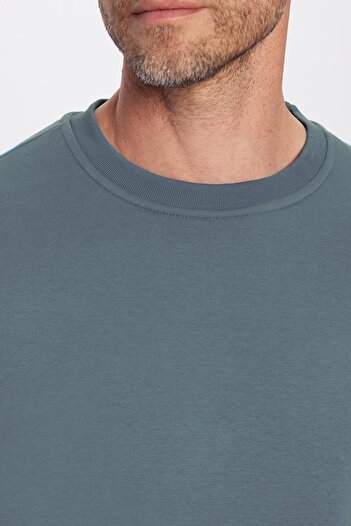 Tudors Unisex Relax Fit Rahat Kesim Pamuklu Yumuşak Dokulu İçi Polarlı Gri Bisiklet Yaka Sweatshirt