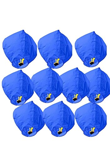 LEIBOO Set of 10 flying lanterns made of paper, Blue,