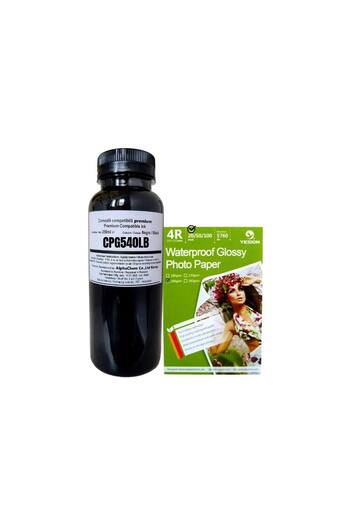 alphachem Canon Compatible Ink Bottle Set 1x250ml PG-540L Black, Photo Paper 4R, 200g/m2 20 col