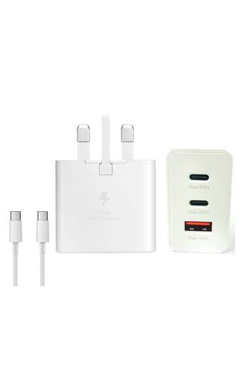 Generic 65W Samsung PD Power Adapter Trio USB-C x2 + USB-A Port White