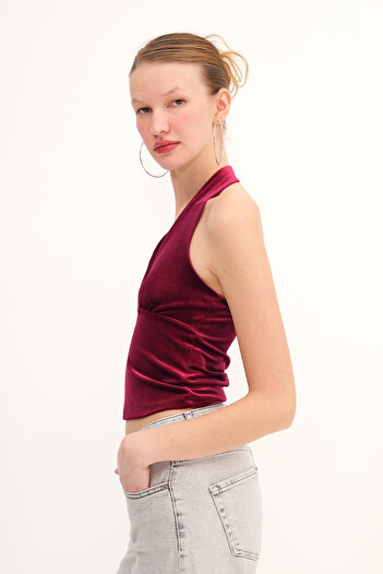 Addax Velvet Halter Neck Blouse B12230