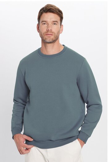 Tudors Unisex Relax Fit Comfortable Cut Cotton Soft Textured Fleece Inside Gray Crew Neck Sweatshirt